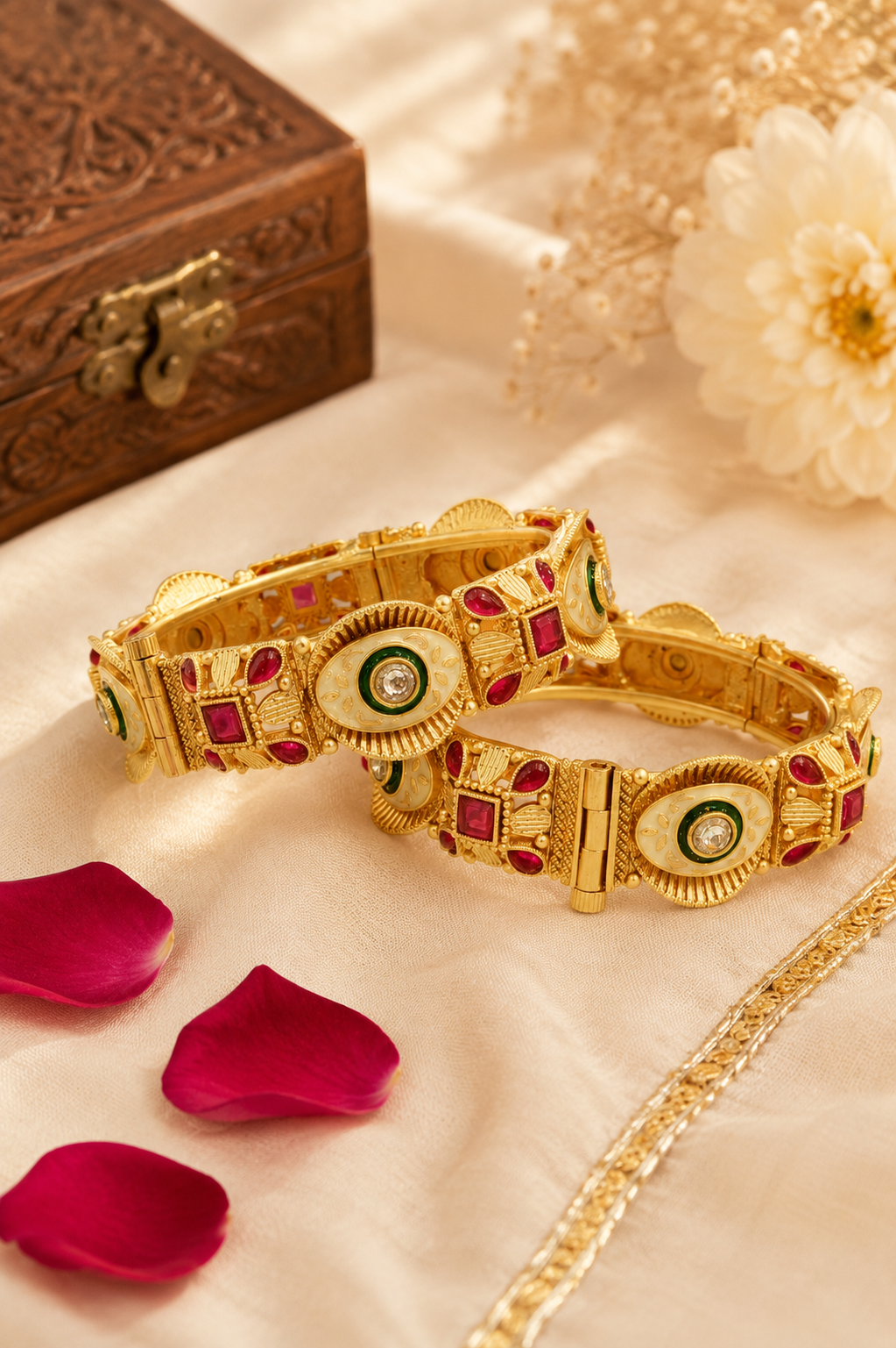 Ruby Green Stone Designer Bangles