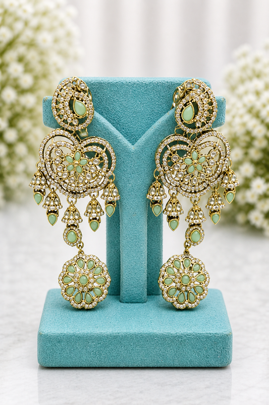 Mint Kundan Bridal Set with Tikka