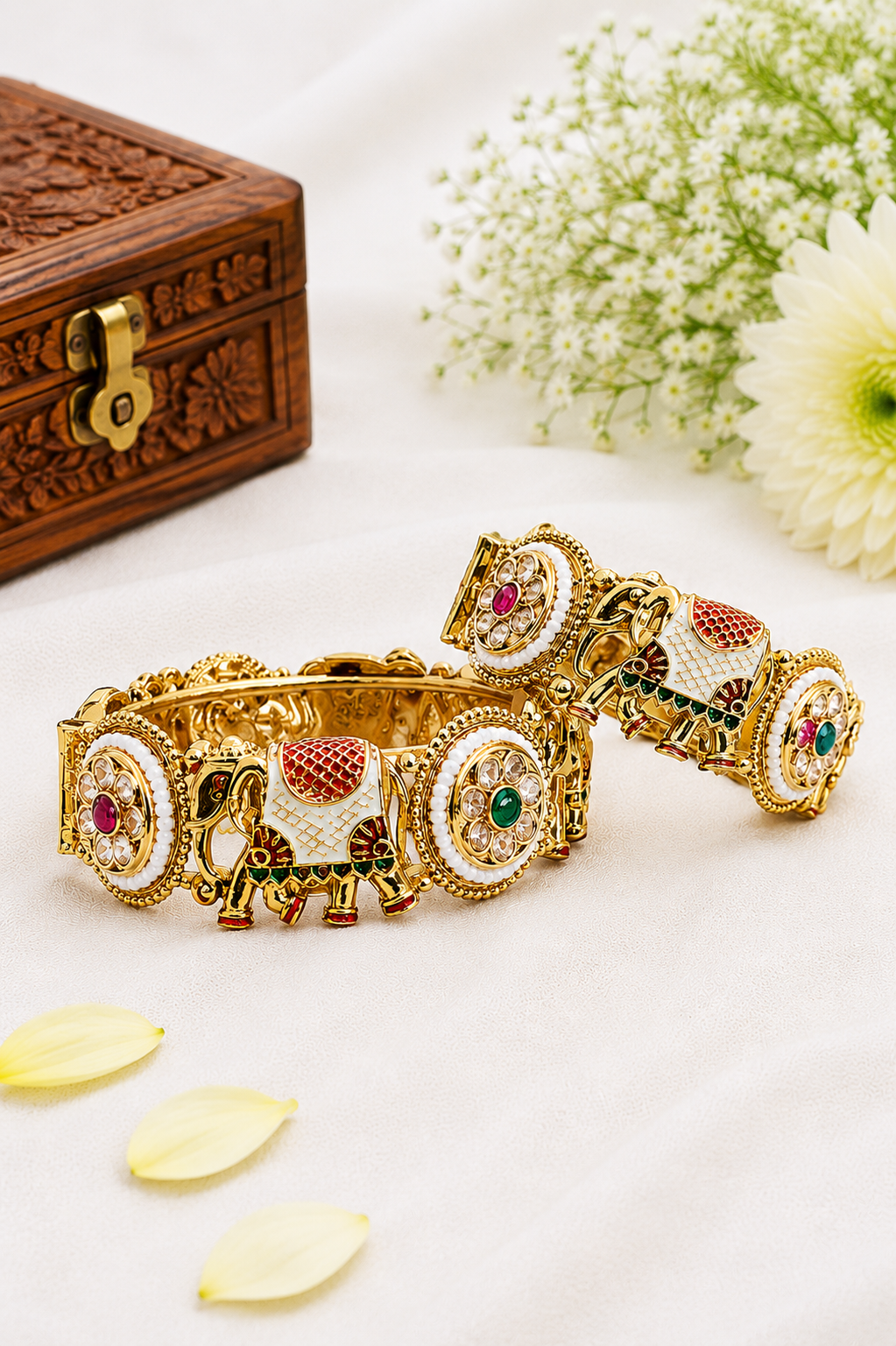 Elephant Motif Kundan Designer Bangles