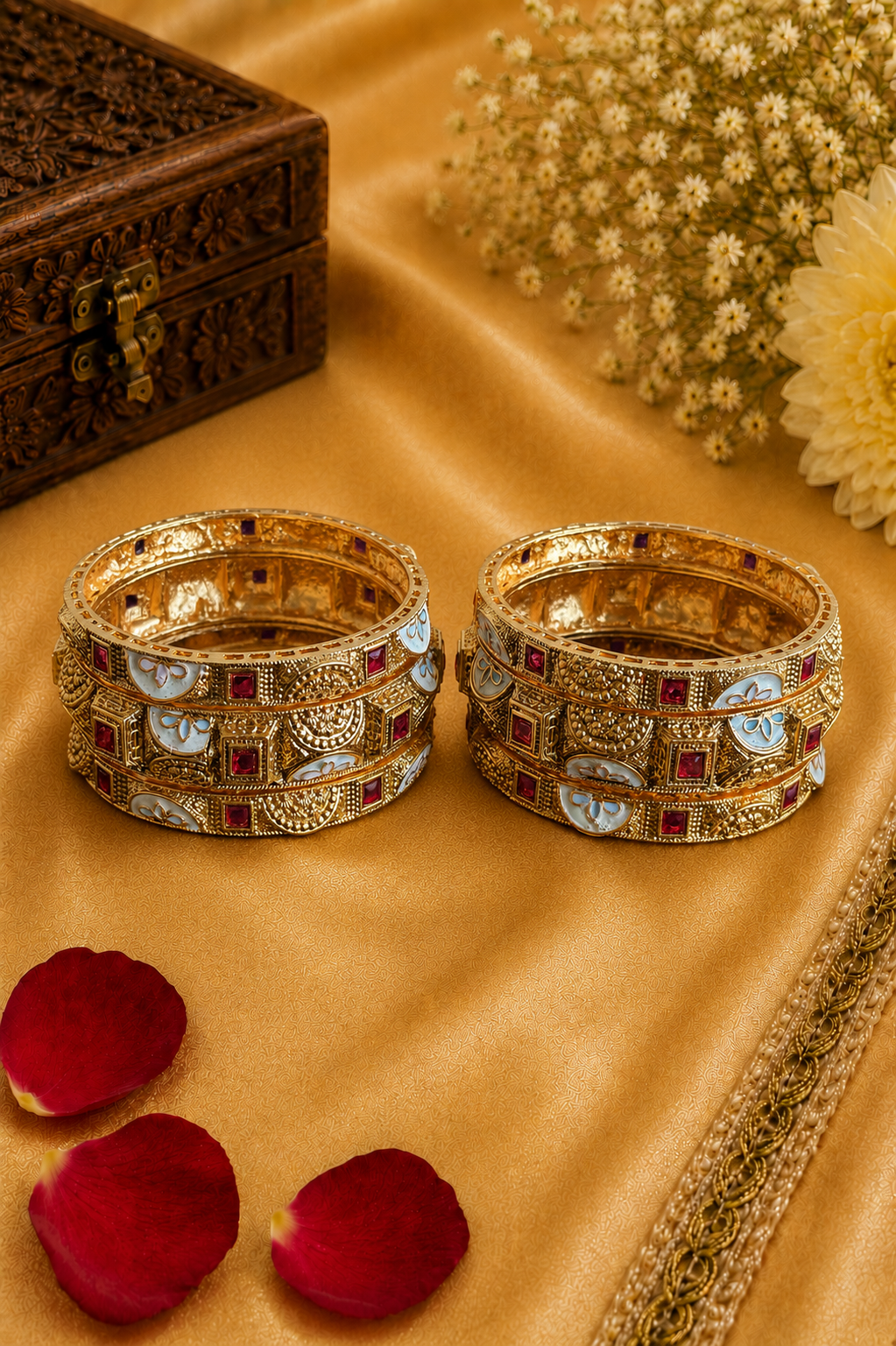 Elegant Gold Enamel Designer Bangles