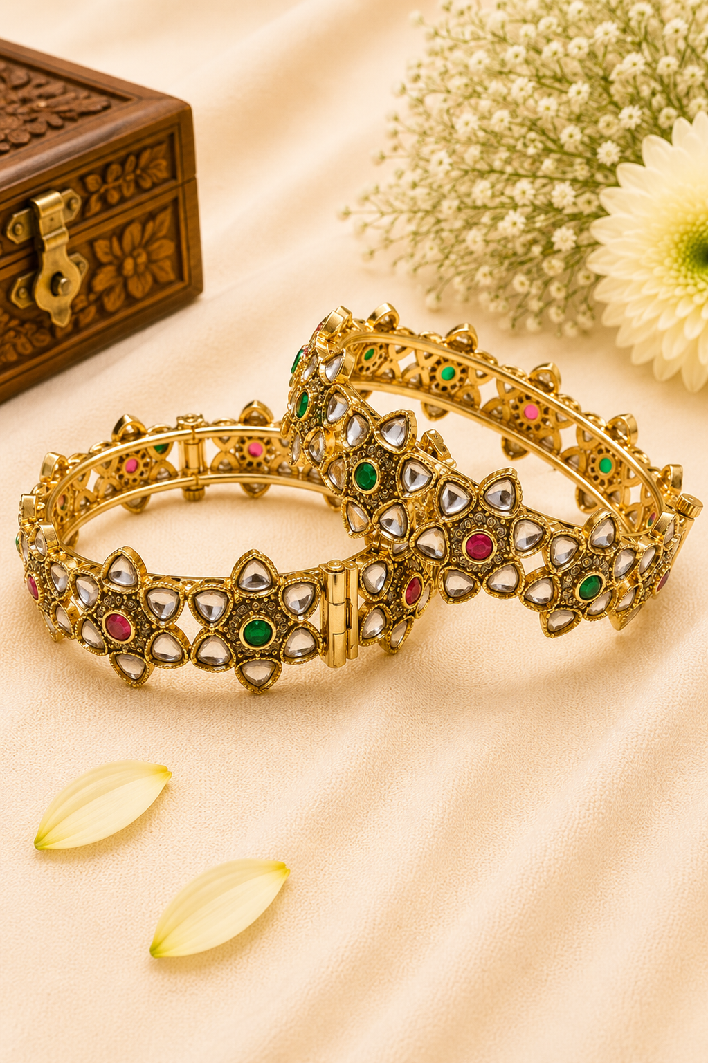 Kundan Floral Designer Bangles