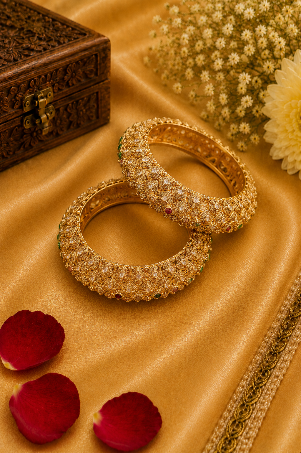 Royal CZ Stone Gold Bridal Bangles