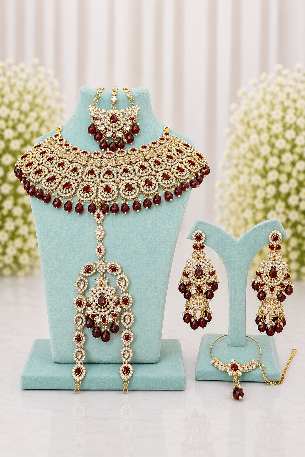 Ruby Kundan Bridal Choker Set Gold