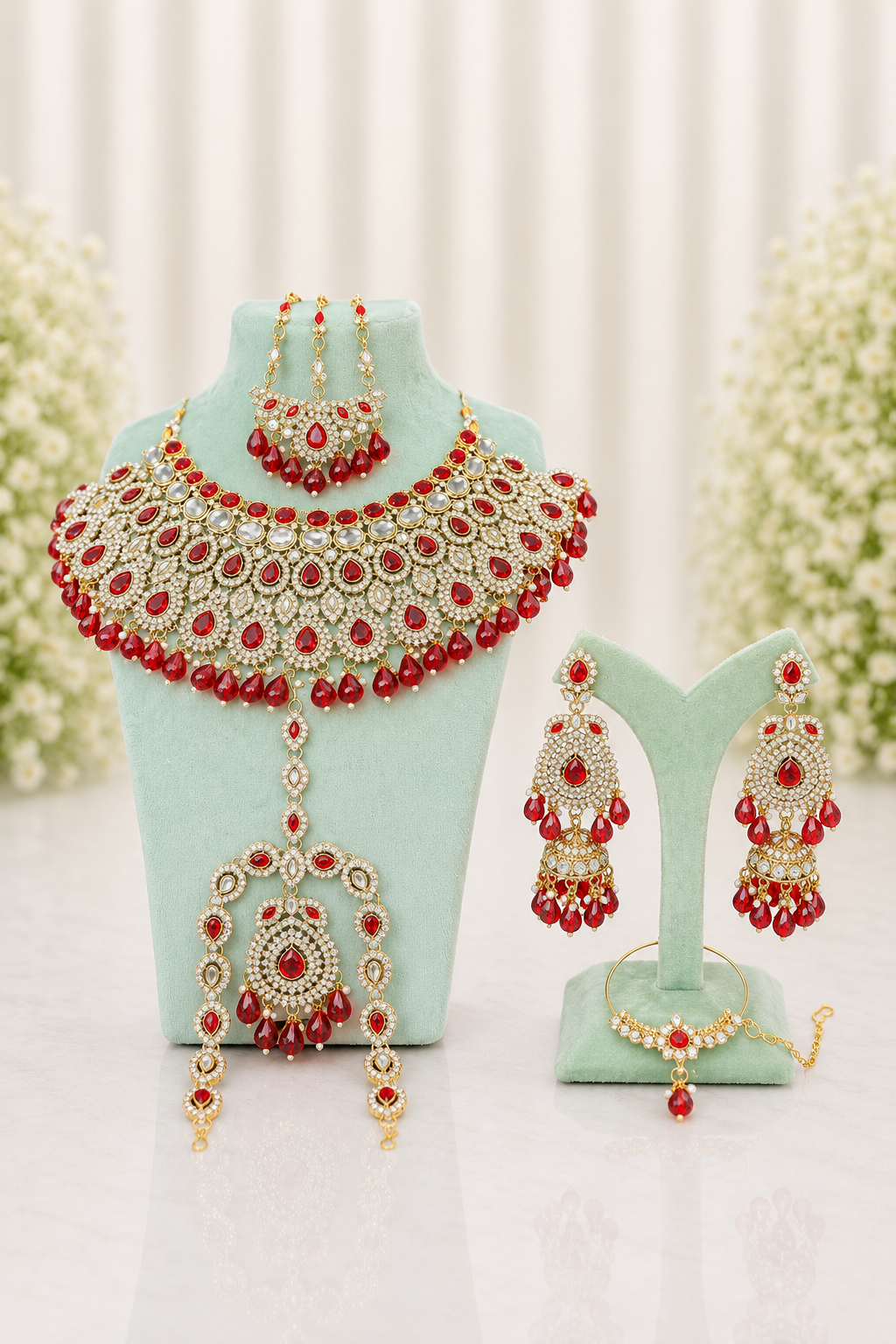 Ruby Bridal Kundan Jewelry Set Royale