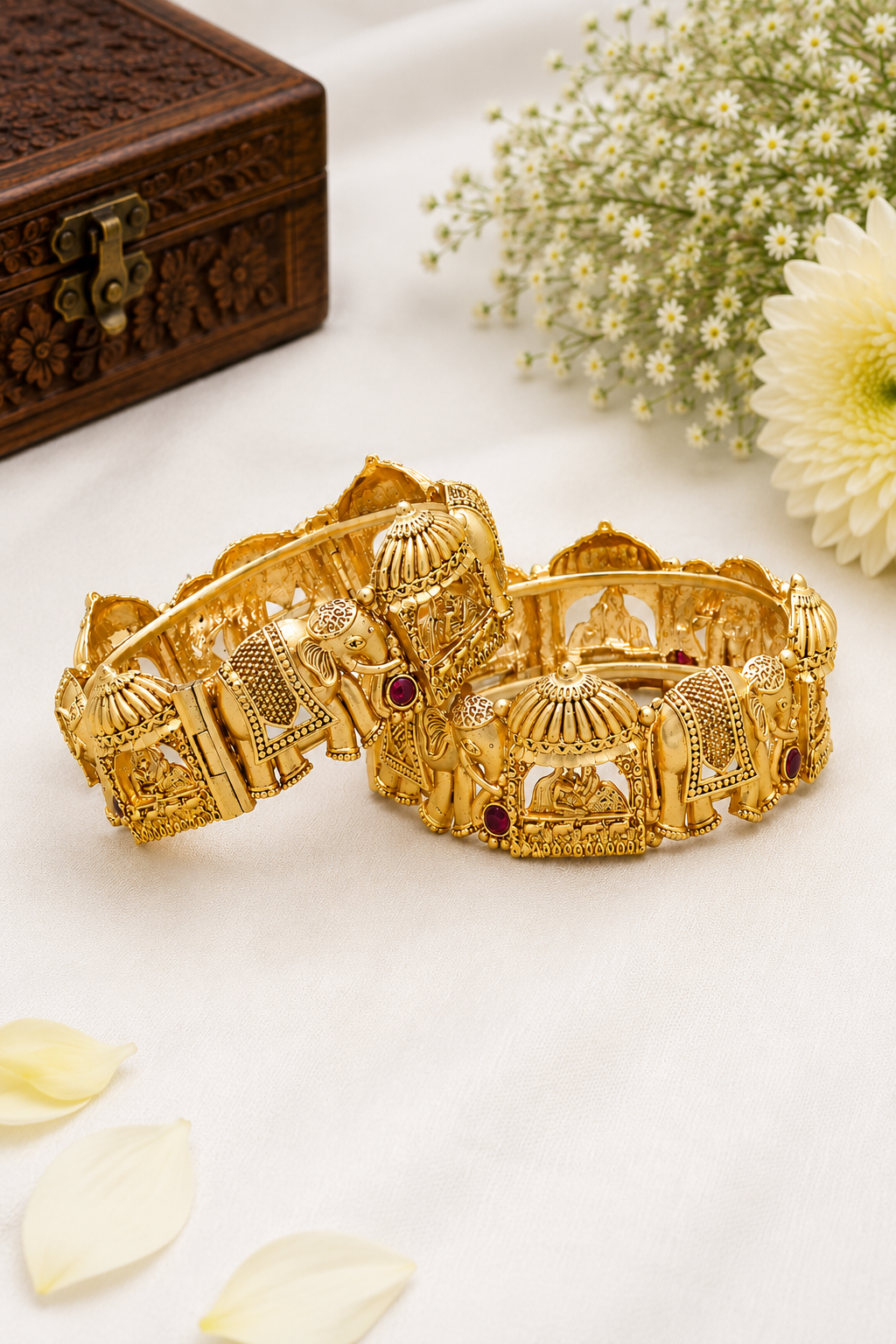 Temple Elephant Designer Gold Bangles