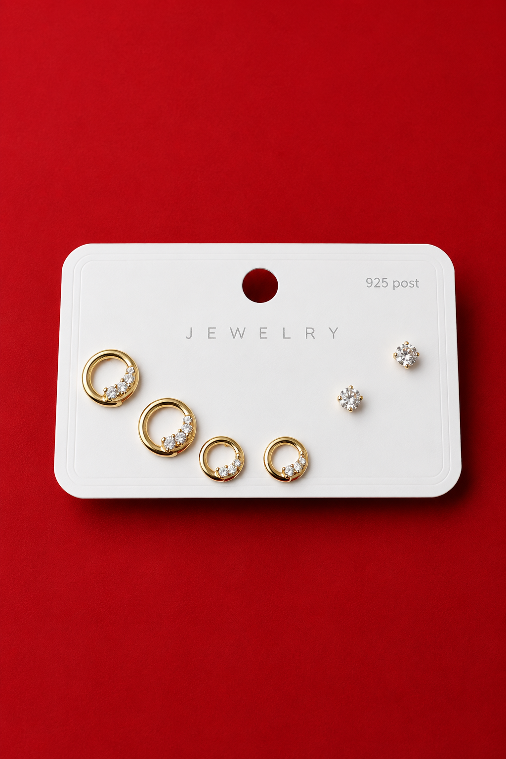 Gold Crystal Hoop Stud Earring Set