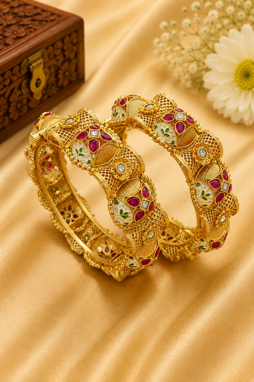 Antique Meenakari Kundan Kada Bangles