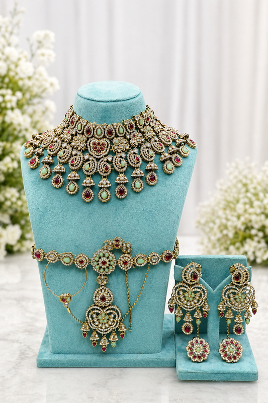 Kundan Bridal Necklace Set with Tikka