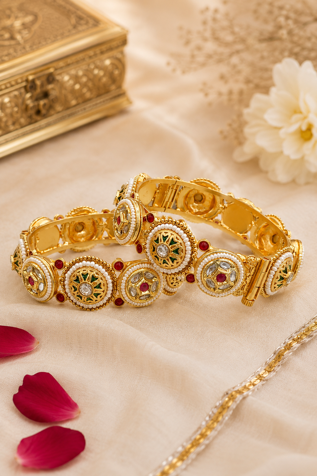 Traditional Kundan Pearl Designer Bangles