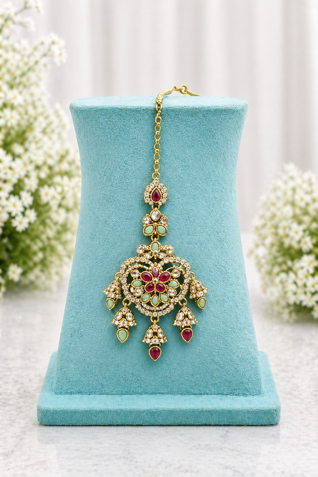 Kundan Bridal Necklace Set with Tikka