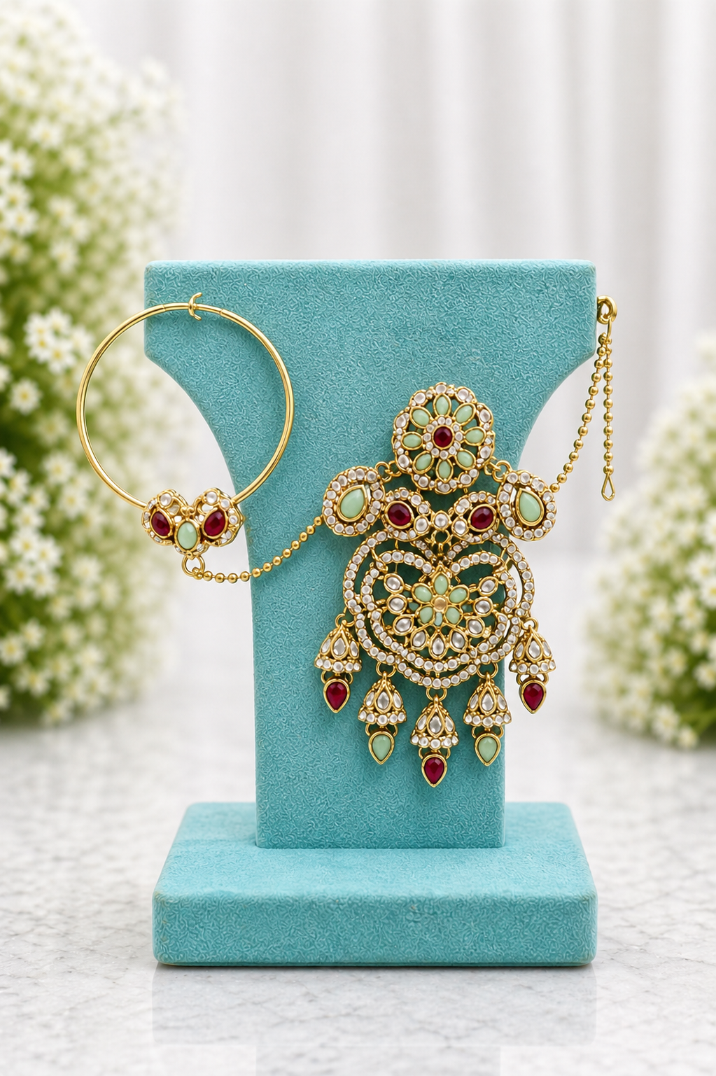 Kundan Bridal Necklace Set with Tikka