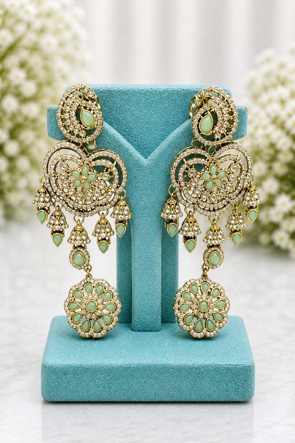 Mint Kundan Bridal Set with Tikka