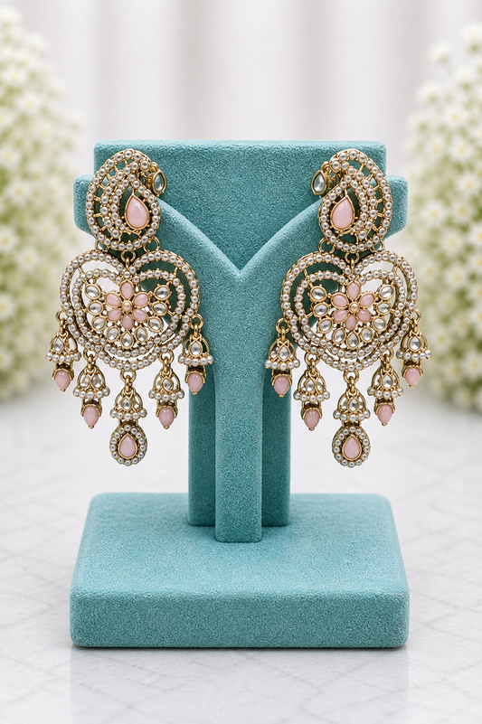 Blush Pink Kundan Bridal Set Tikka