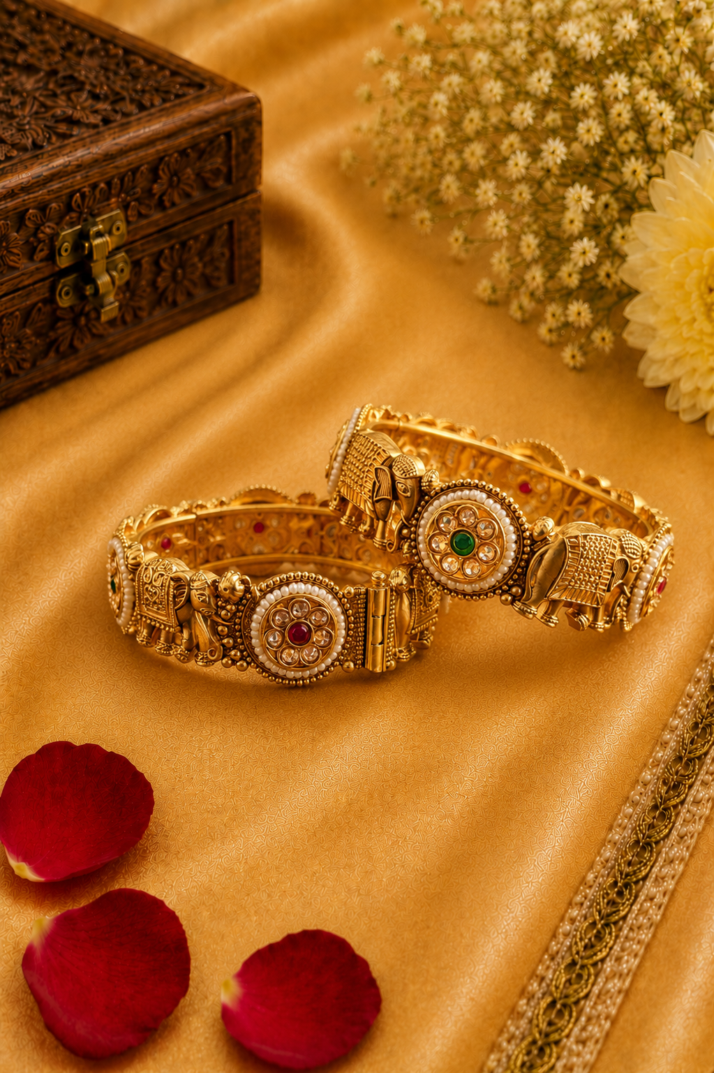 Elegant Kundan Pearl Bridal Bangles