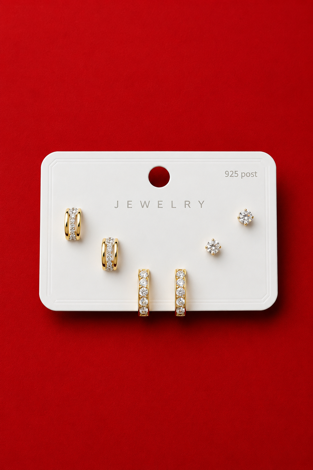Gold Crystal Hoop & Stud Earring Set