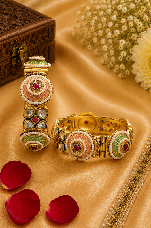 Elegant Kundan Pearl Bridal Bangle