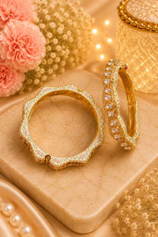 Pastel Meenakari Kundan Designer Bangles