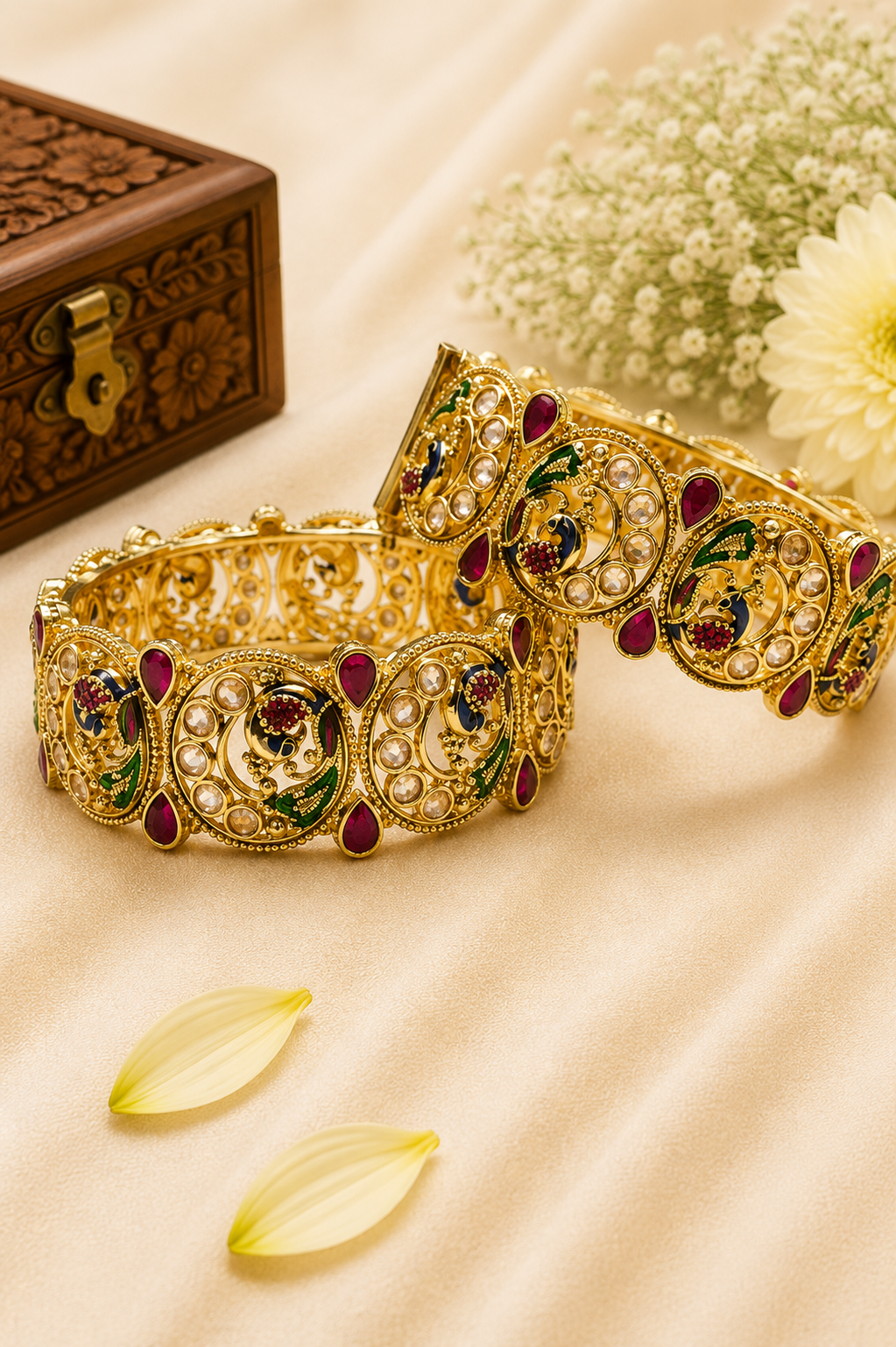 Peacock Kundan Designer Bangles
