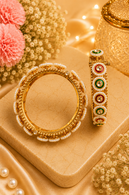 Pearl Kundan Heritage Bangles