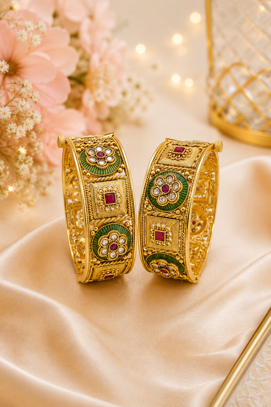 Rajwadi Meenakari Kundan Bridal Bangles