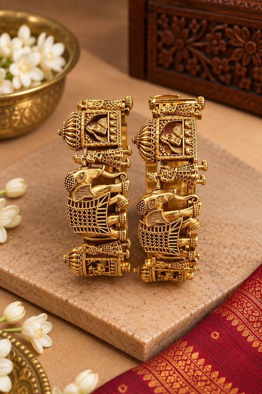 Rajwadi Elephant Antique Design Bangles