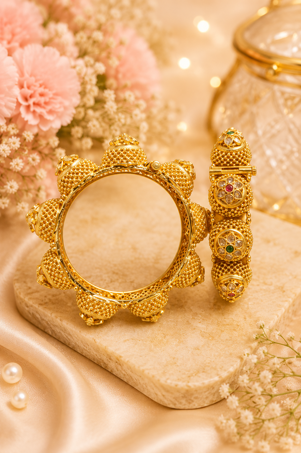 Royal Gold Temple Kada Bangles Pair Set