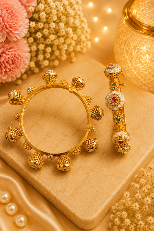 Royal Jhumki Charm Antique Bangles