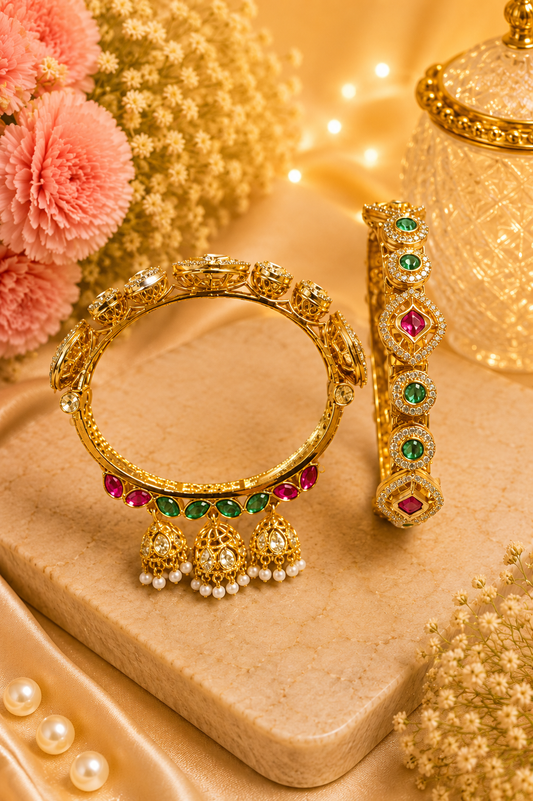 Royal Jhumki Charm Kundan Bangles