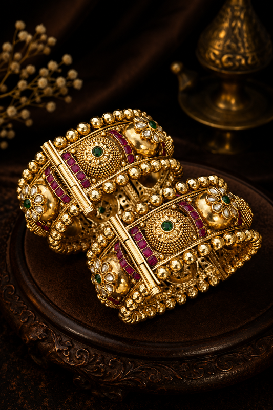 Royal Kundan Gold Bridal Bangles Set